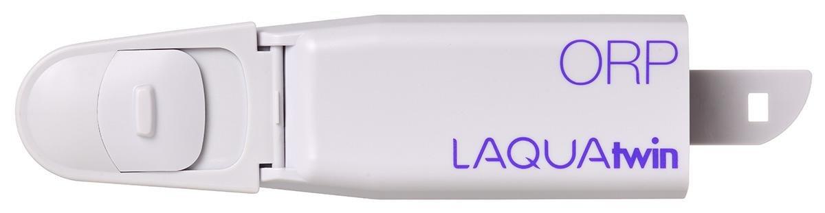 Horiba LAQUAtwin S080-ORP Redox Austauschsensor für ORP-11 Tester oriba LAQUAtwin S080-ORP Redox Austauschsensor seitlich mit ORP-Logo und Klappspitze für ORP-11 Tester