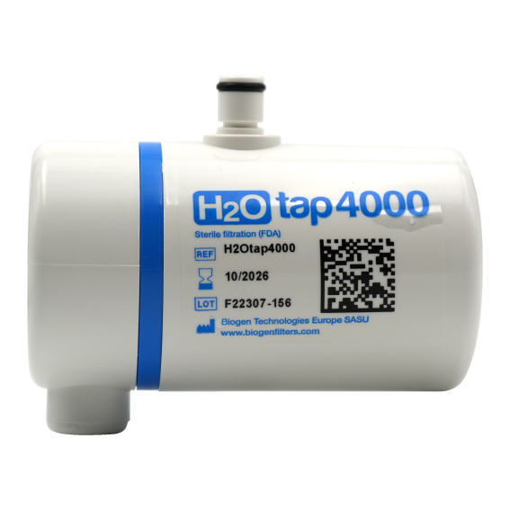H2Otap4000 antibakterieller Wasserfilter, Frontansicht des Filters, antibakterielles Gehäuse, Wasserhahnfilter, Sterilfilter