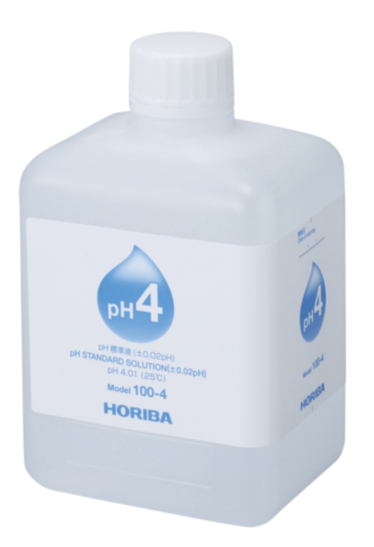 Horiba 100-4 pH 4.01 Standardlösung (500ml) Horiba Standardlösung pH 4.01, transparente Flasche mit gut lesbarem Etikett, für Kalibrierung von pH-Messgeräten