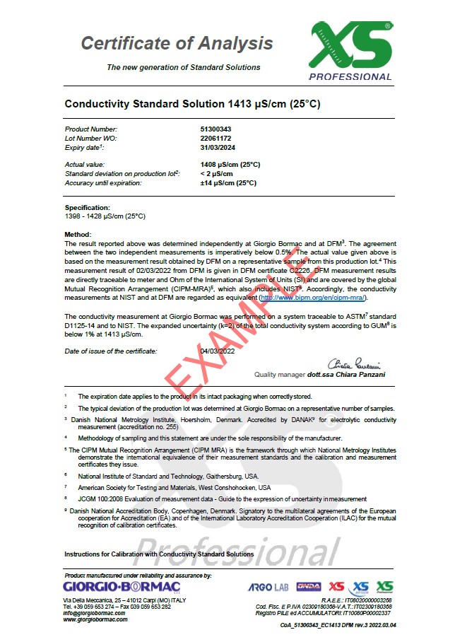 DFM Zertifikat für 147µS/cm Blatt 1