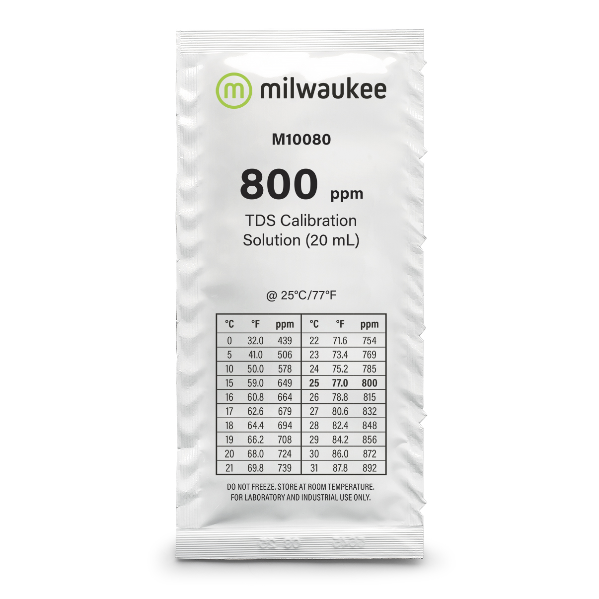 Milwaukee M10080B 800 ppm TDS Kalibrierlösung im Beutel, 25 Beutel á 20ml 