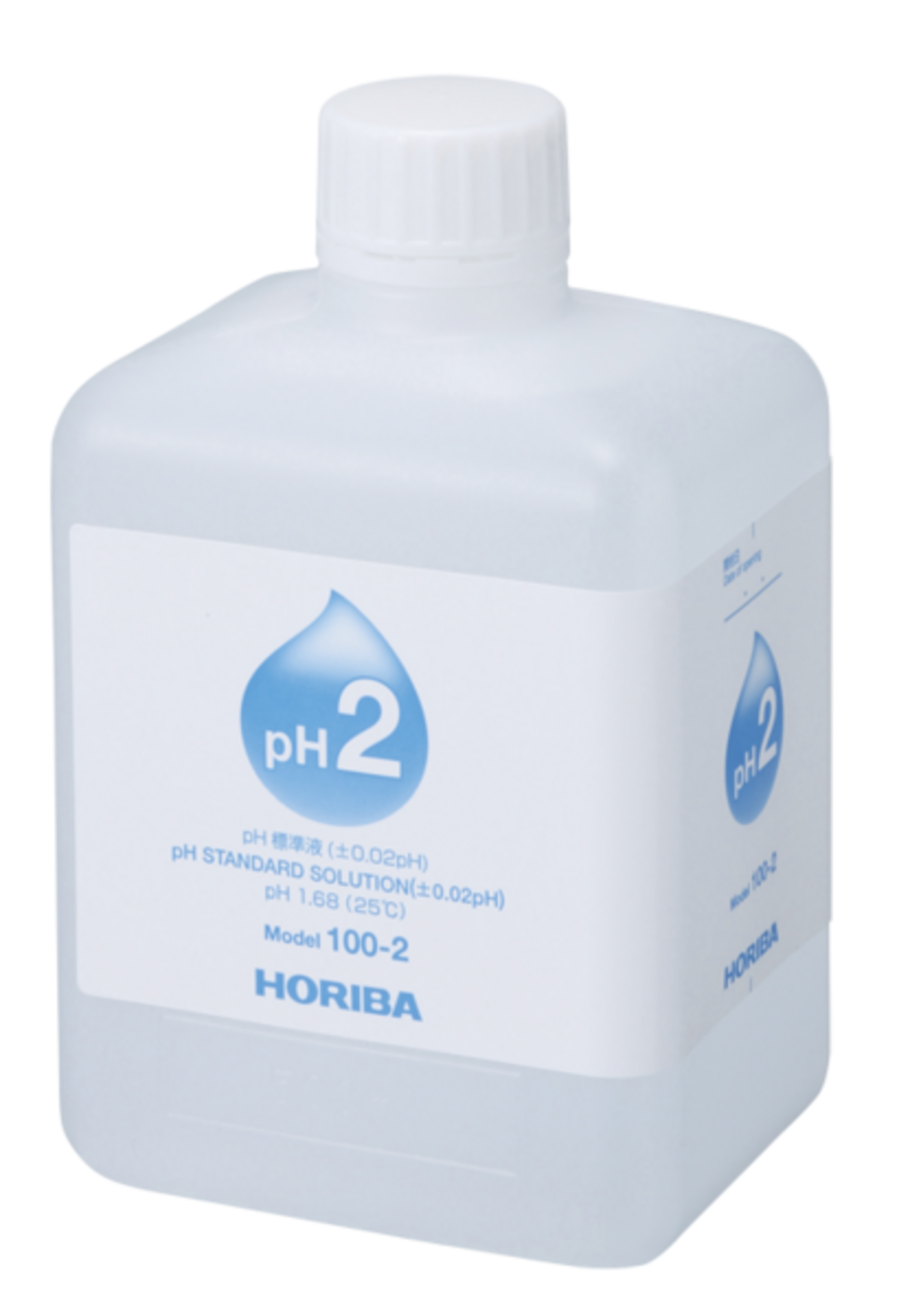 Horiba pH 1,68 Pufferlösung, 500 ml (100-2) Horiba pH 1,68 Pufferlösung 500 ml Flasche, Frontansicht mit klar lesbarem Etikett, Kalibrierlösung für pH-Messung