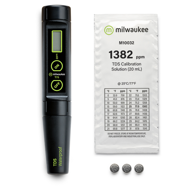 Milwaukee T75 wasserfestes gelöste Feststoffe Messgerät TDS (niedriger Messbereich) mit automatischer Temperaturkompensation und austauschbarer Sonde