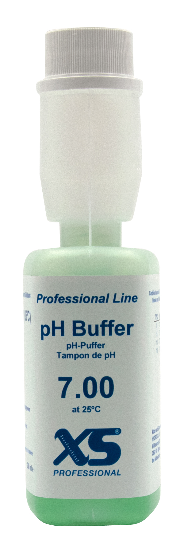 pH 7.00 250ml Pufferlösung in grün, Seiten Ansicht