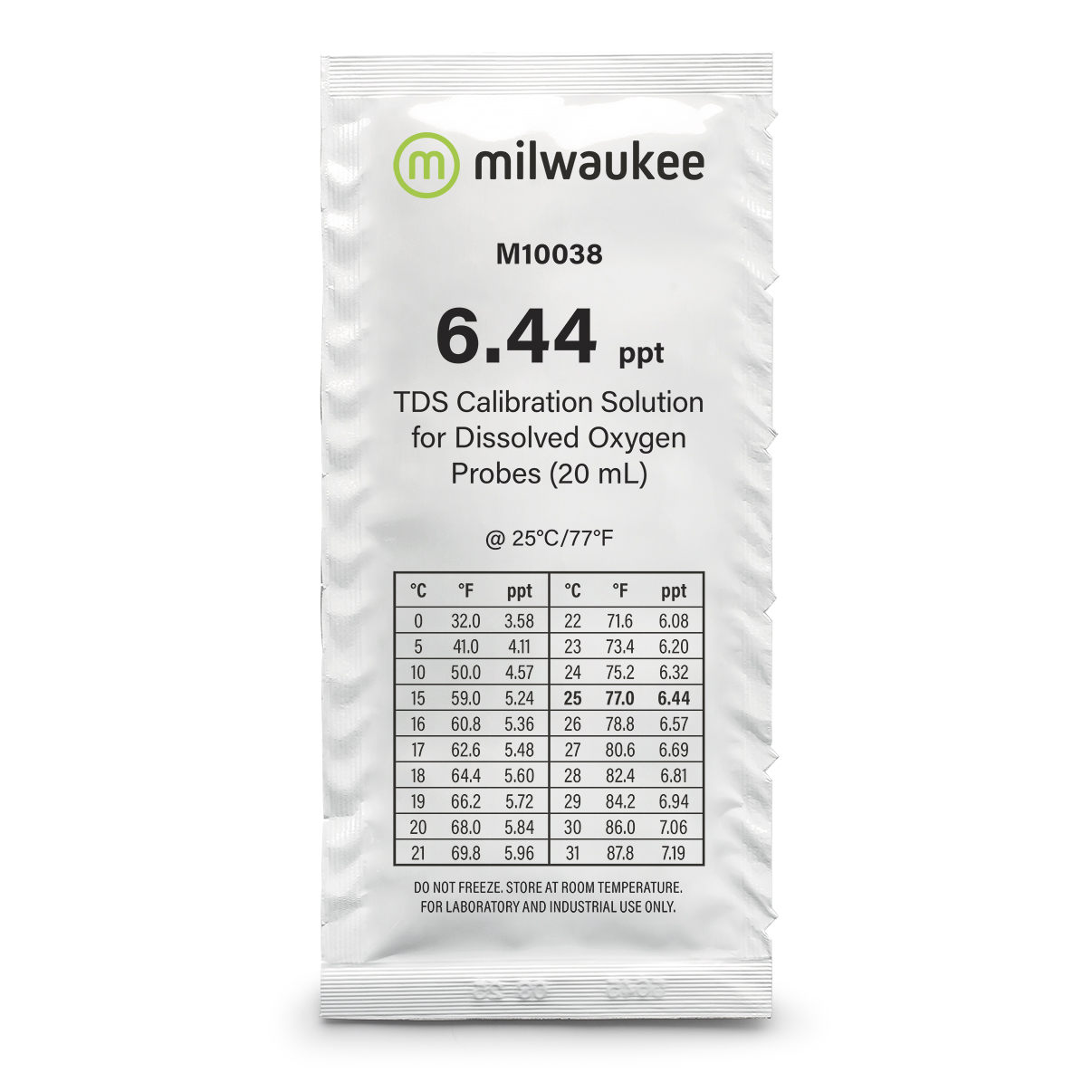 Milwaukee M10038B 6.44 ppt TDS Kalibrierlösung im Beutel, 25 Beutel á 20ml
