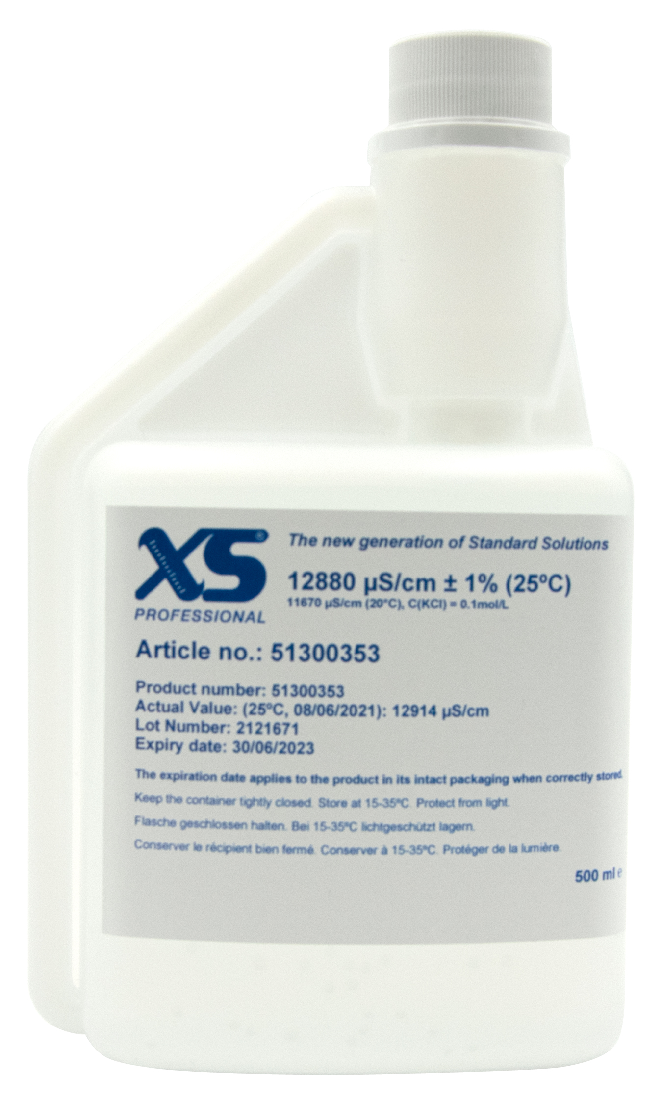 XS Professional 12880 µS/cm - 500ml Leitfähigkeitskalibrierlösung mit DFM Zertifikat