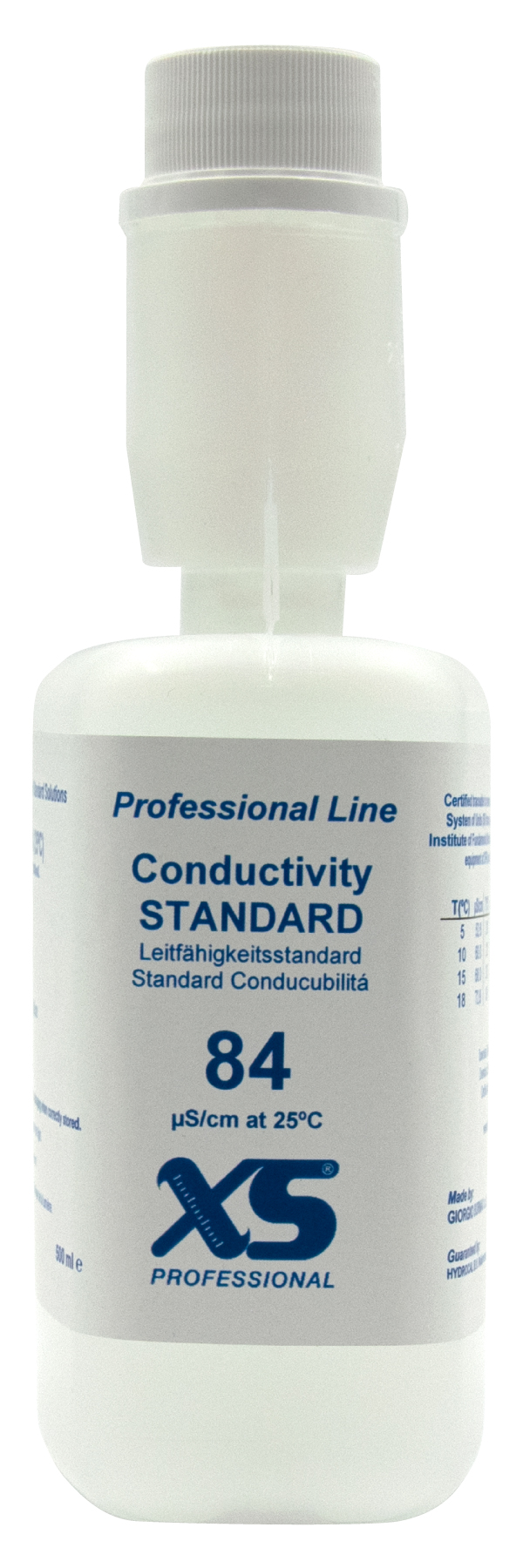 XS Professional 84 µS/cm Kalibrierflasche frontaler Blick