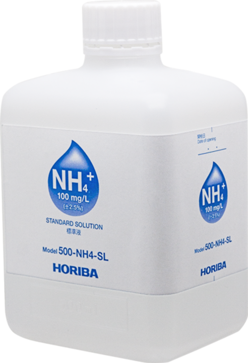 Horiba 100 mg/L Ammonium Ionen Standard Lösung, 500ml (500-NH4-SL) Horiba Ammonium Ion Standardlösung 100 mg/L, 500 ml Flasche mit Schraubverschluss, präzise Kalibrierlösung für Wasser- und Umweltanalytik