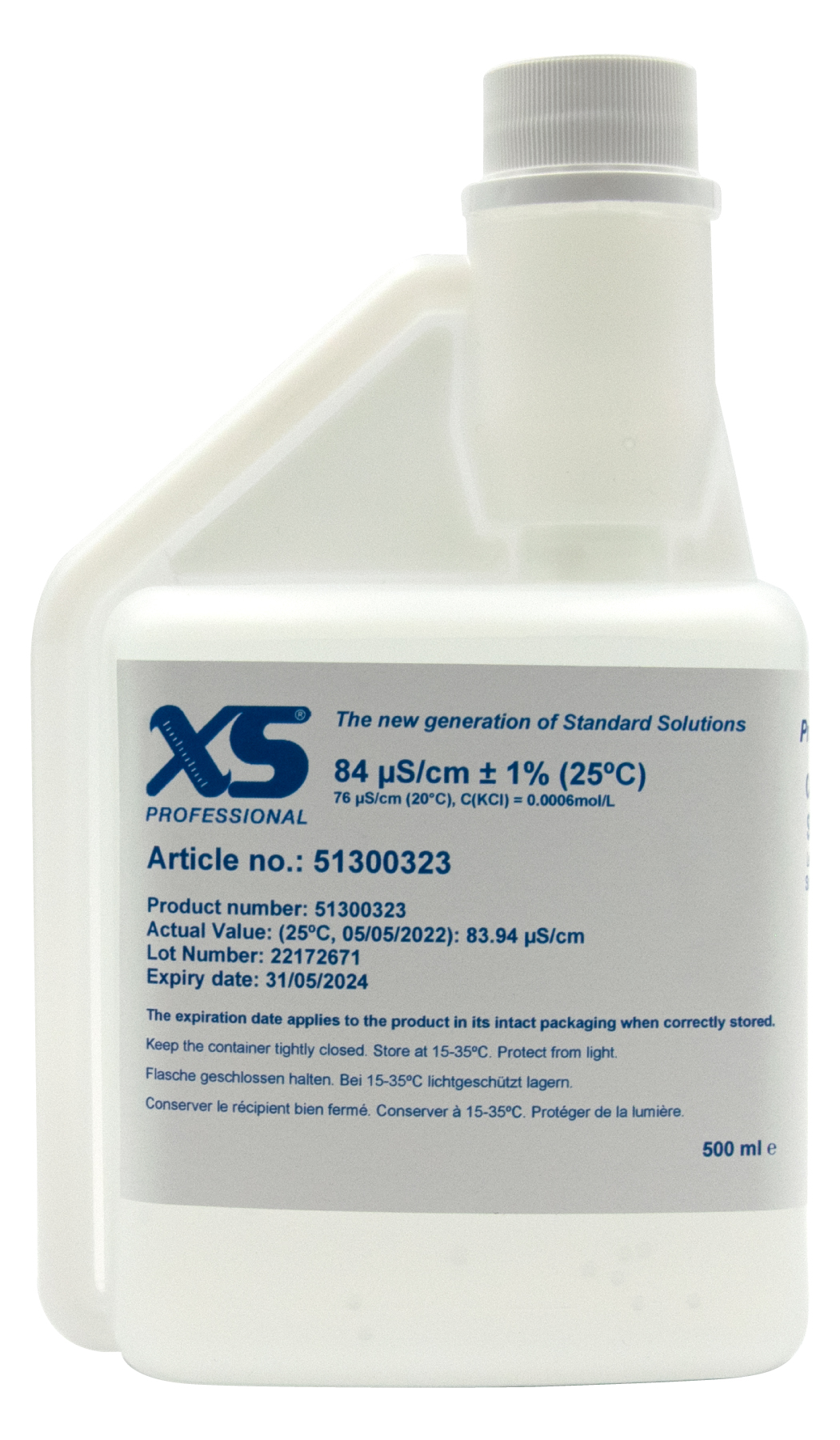 XS Professional 84µS/cm - 500ml Leitfähigkeitskalibrierlösung mit DFM Zertifikat