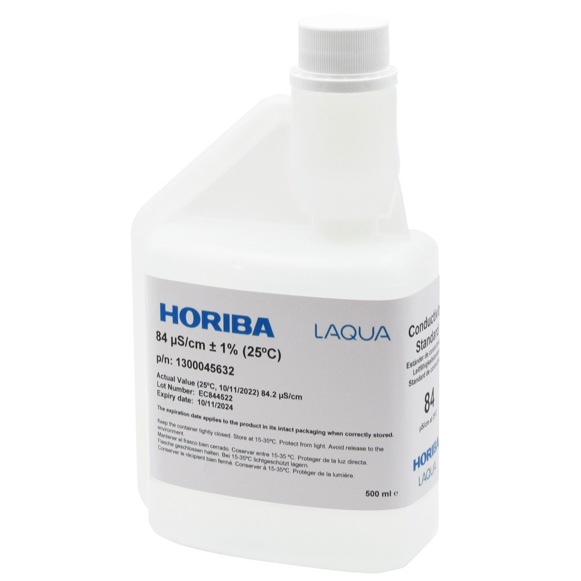 HORIBA 84 μS/cm Leitfähigkeitskalibrierlösung 500ml (500-EC-84) HORIBA 84 µS/cm Standardlösung Flasche mit Hygienedeckel