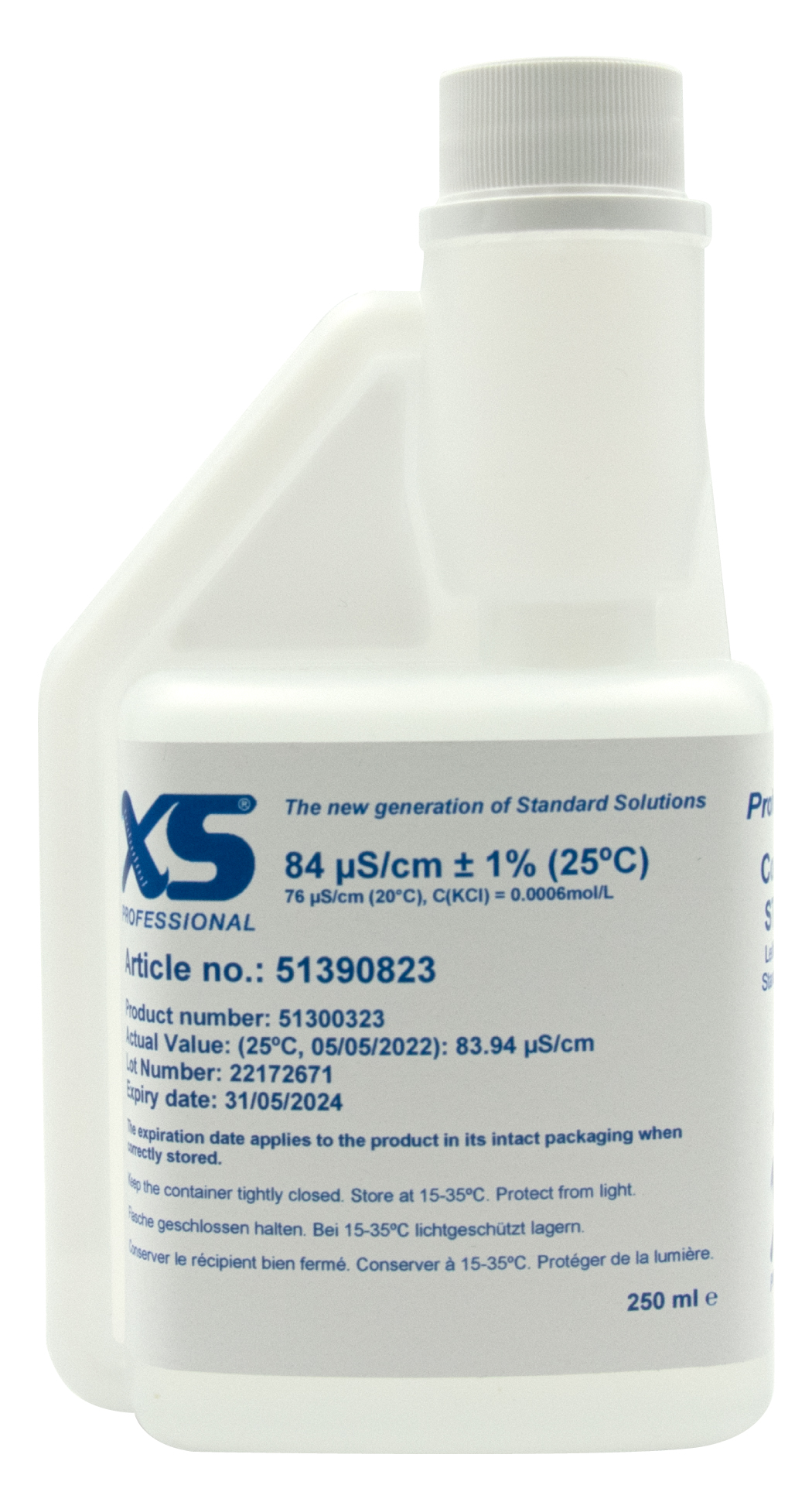 XS Professional 84µS/cm - 250ml Leitfähigkeitskalibrierlösung mit DFM Zertifikat