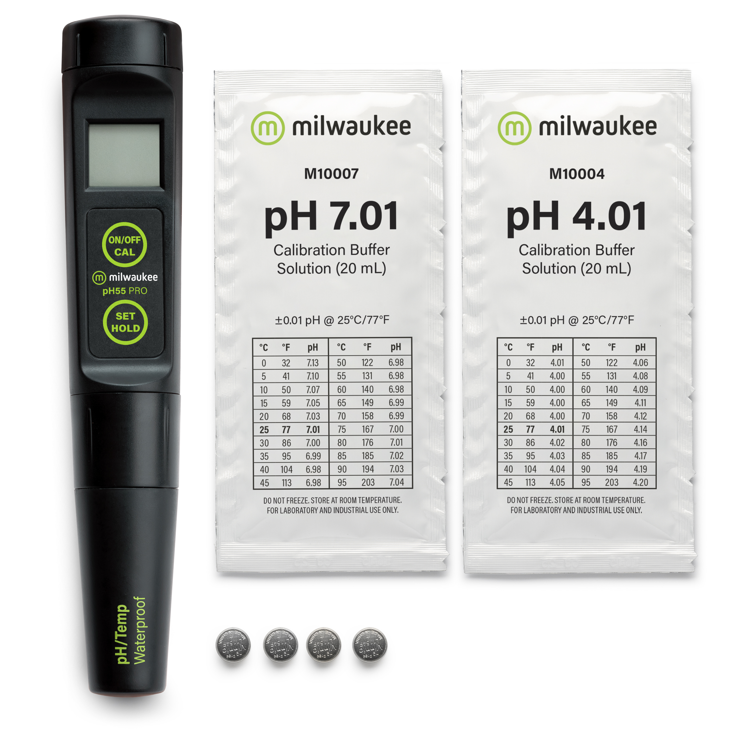 Milwaukee PH55 wasserfestes pH- und Temperaturmessgerät mit automatischer Temperaturkompensation und austauschbarer Sonde