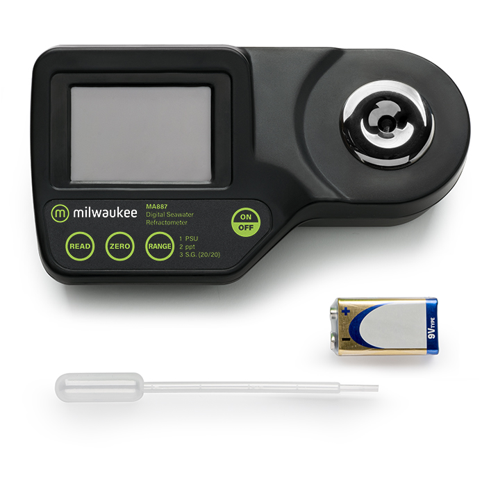 Milwaukee MA887 mit Zubehör, digitales Refraktometer Set für Aquaristik