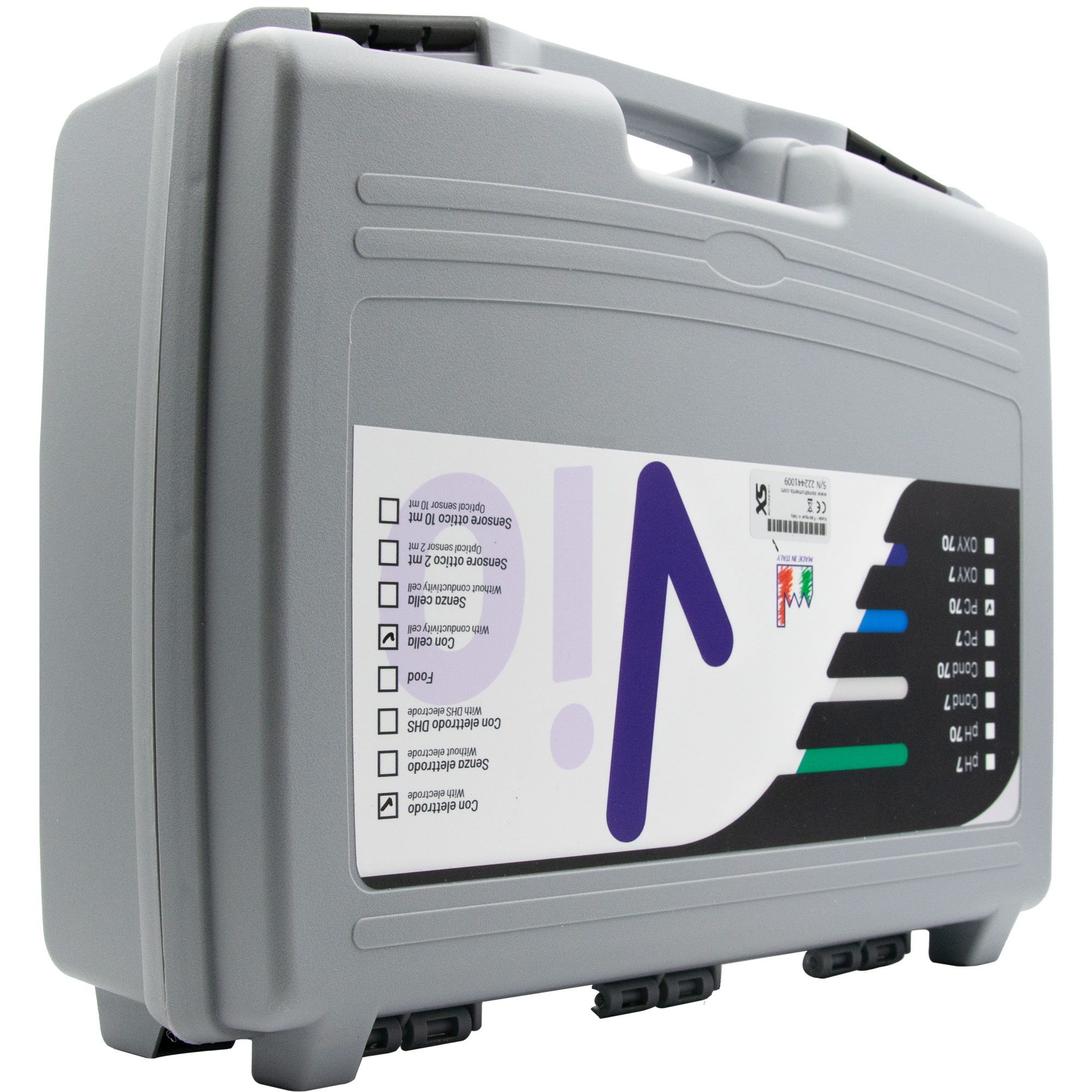 XS PC 70 Vio pH/mV/Redox/Leitfähigkeit/TDS/Temperatur Handmessgerät im Koffer mit GLP Datenlogger Funktionen inklusive 201T pH- und 2301T Leitfaehigkeitselektrode mit integrierten Temperaturfühlern