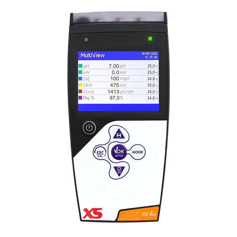 REVIO mit S7-BNC Kabel und NT55 Temperatursensor im Koffer Profi‑Wasseranalysegerät REVIO, S7‑BNC und NT55 Sensor angeschlossen
