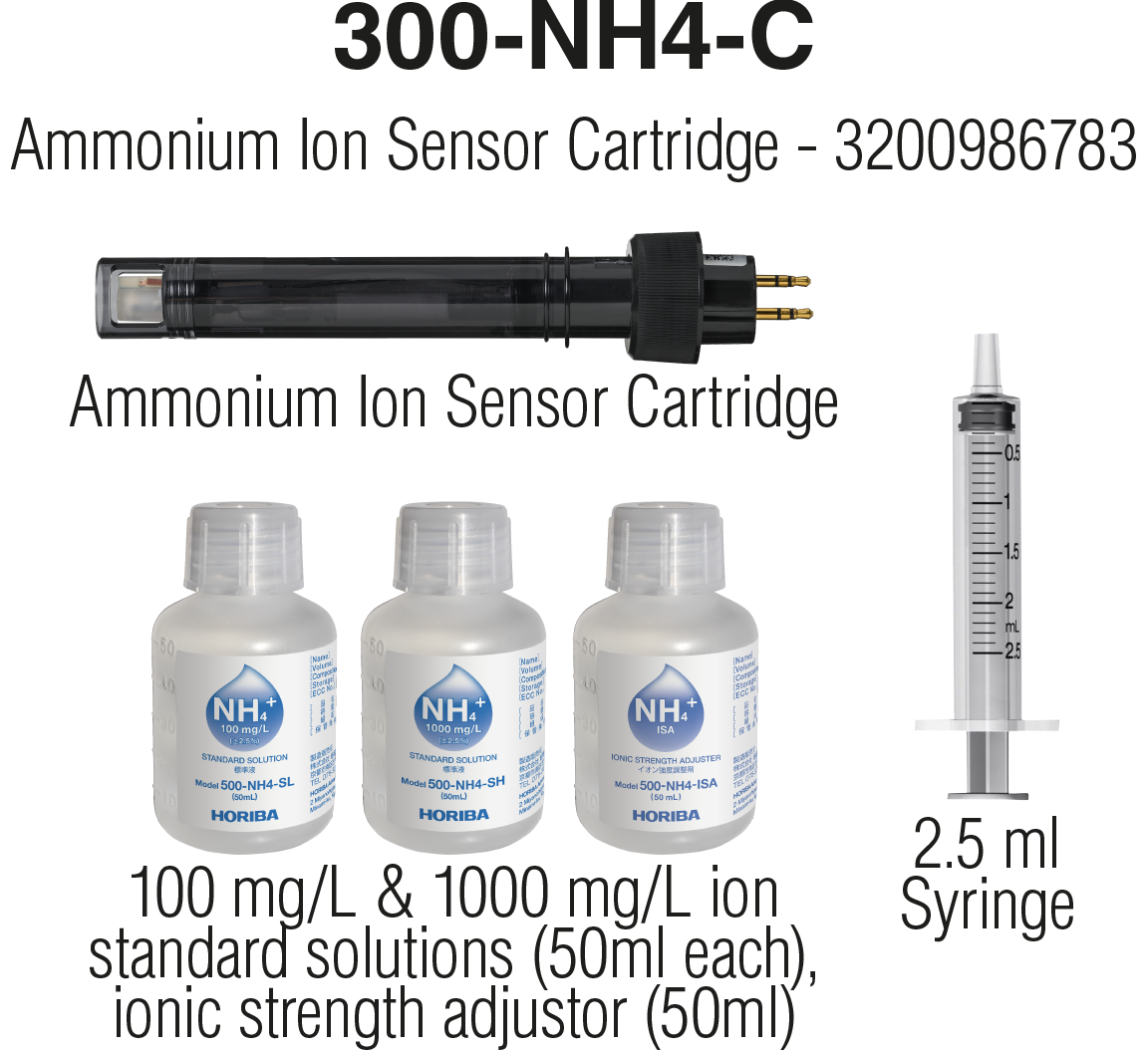 Horiba 300-NH4-C Horiba 300-NH4-C Ammonium Ionensensor-Kartusche, mit Zubehör, für LAQUA WQ‑300 Serie