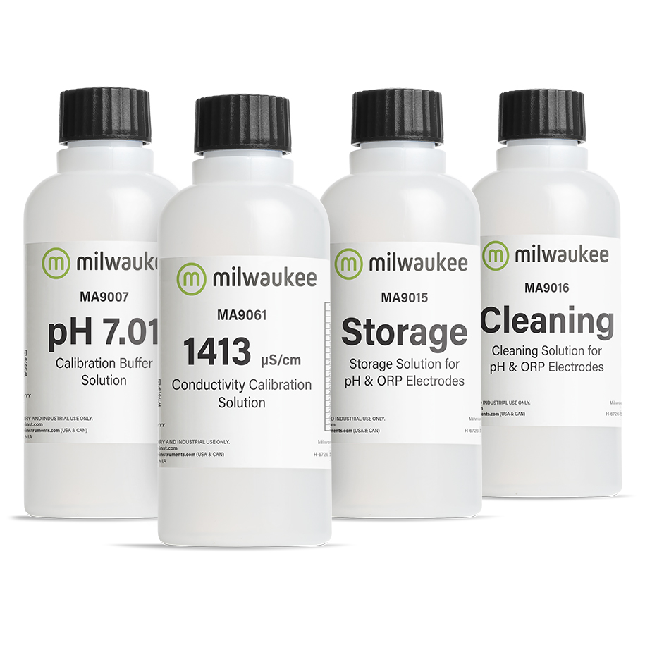 Milwaukee Kalibrierungs- (pH & EC) & Wartungs- & Reinigungslösungen für pH-Messgeräte und -Tester (Combo-Start)