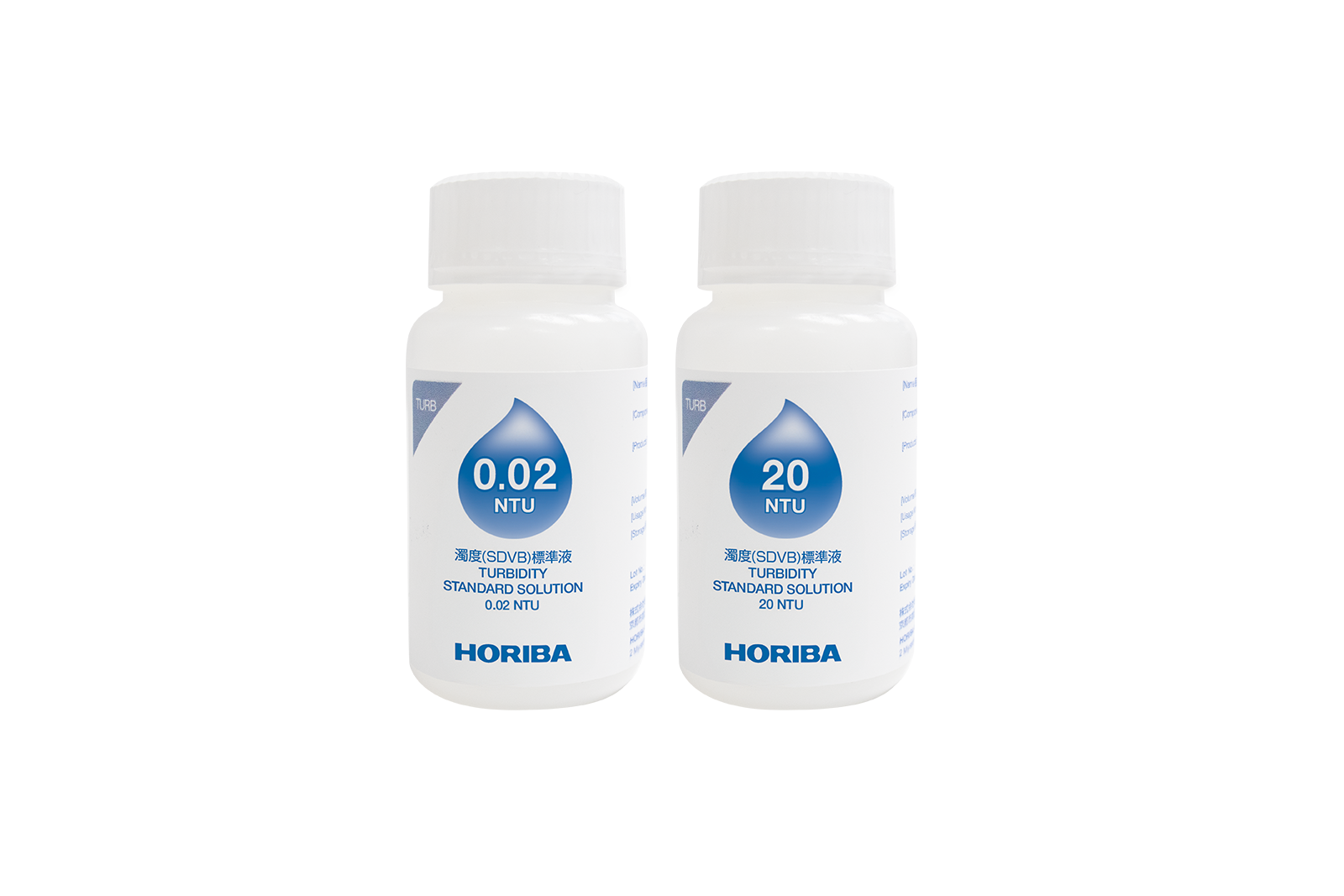 Artikel 896082 Horiba 550-TBP-2L Trübungs Kalibrierlösungsset für den niedrigen Bereich (0,02 und 20 NTU), jeweils 50 ml Flaschen
