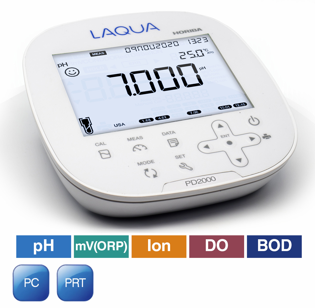 Horiba LAQUA PD2000 pH/ORP/Ion/DO/BOD/Temperatur Messgerät mit Netzadapter und Gebrauchsanweisung