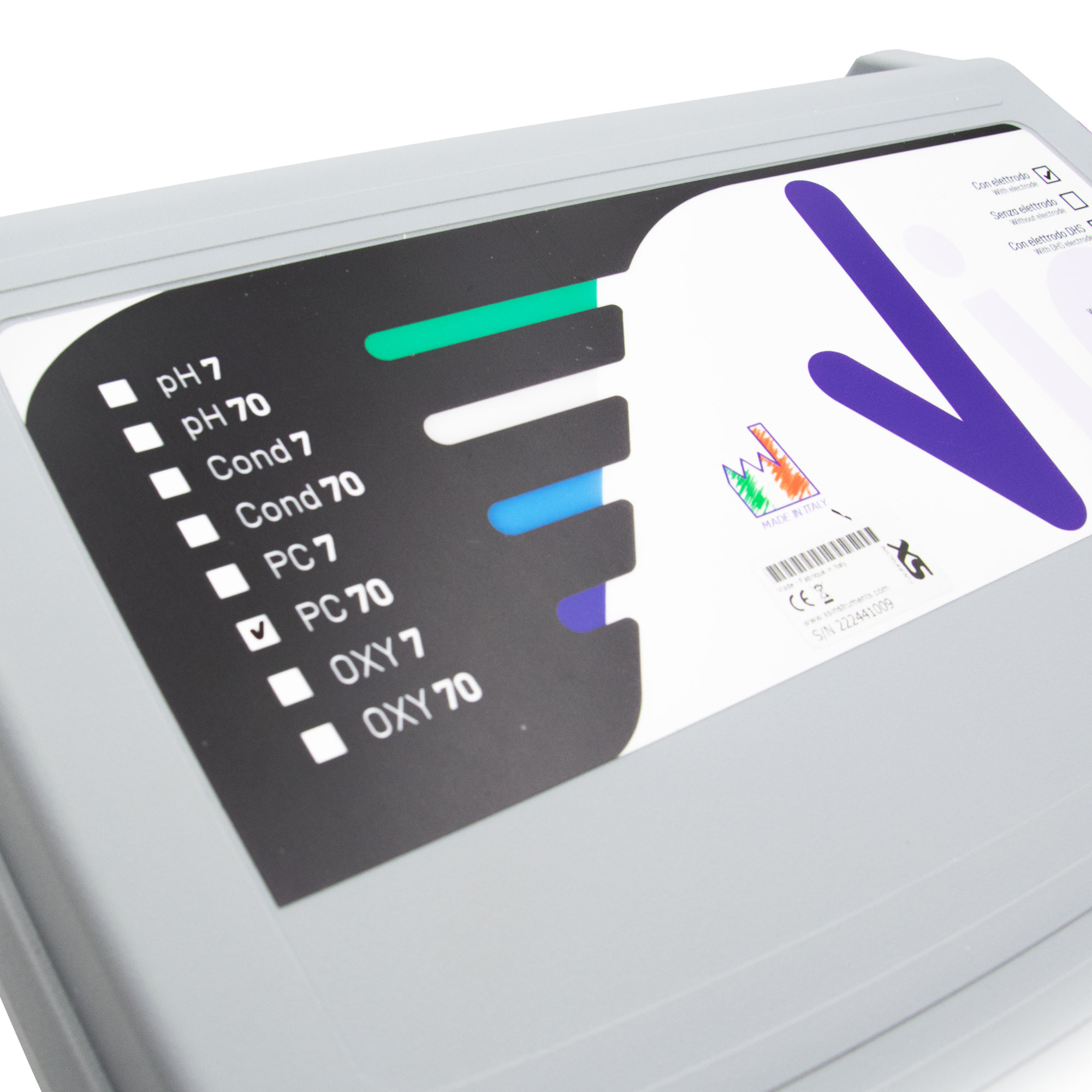 XS PC 70 Vio pH/mV/Redox/Leitfähigkeit/TDS/Temperatur Handmessgerät im Koffer mit GLP Datenlogger Funktionen inklusive 201T pH- und 2301T Leitfaehigkeitselektrode mit integrierten Temperaturfühlern