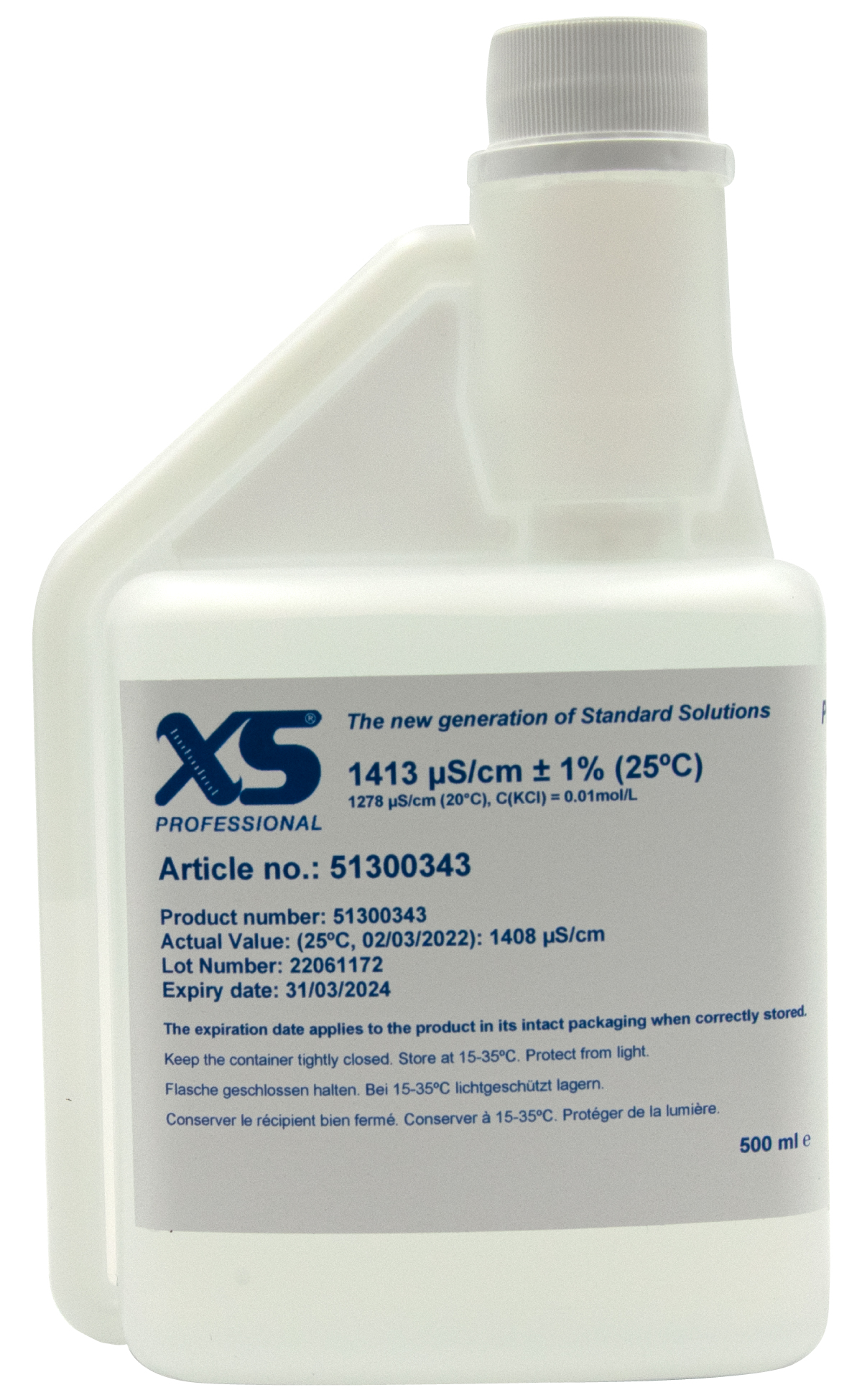 XS Professional 1413µS/cm - 500ml Leitfähigkeitskalibrierlösung mit DFM Zertifikat